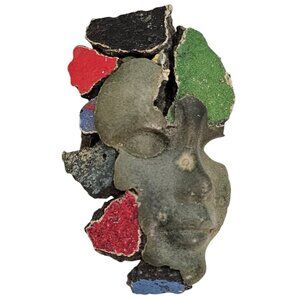 Architecture Modernist Mixed Medium Face Brooch Stony, Rock Pin L620